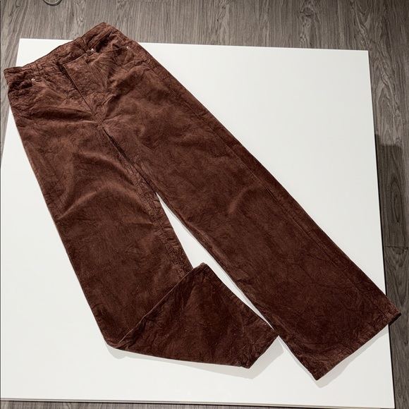 Divided Pants - H&M Divided Corduroy Pants Womens 4 Brown Cotton High-Rise Straight Leg